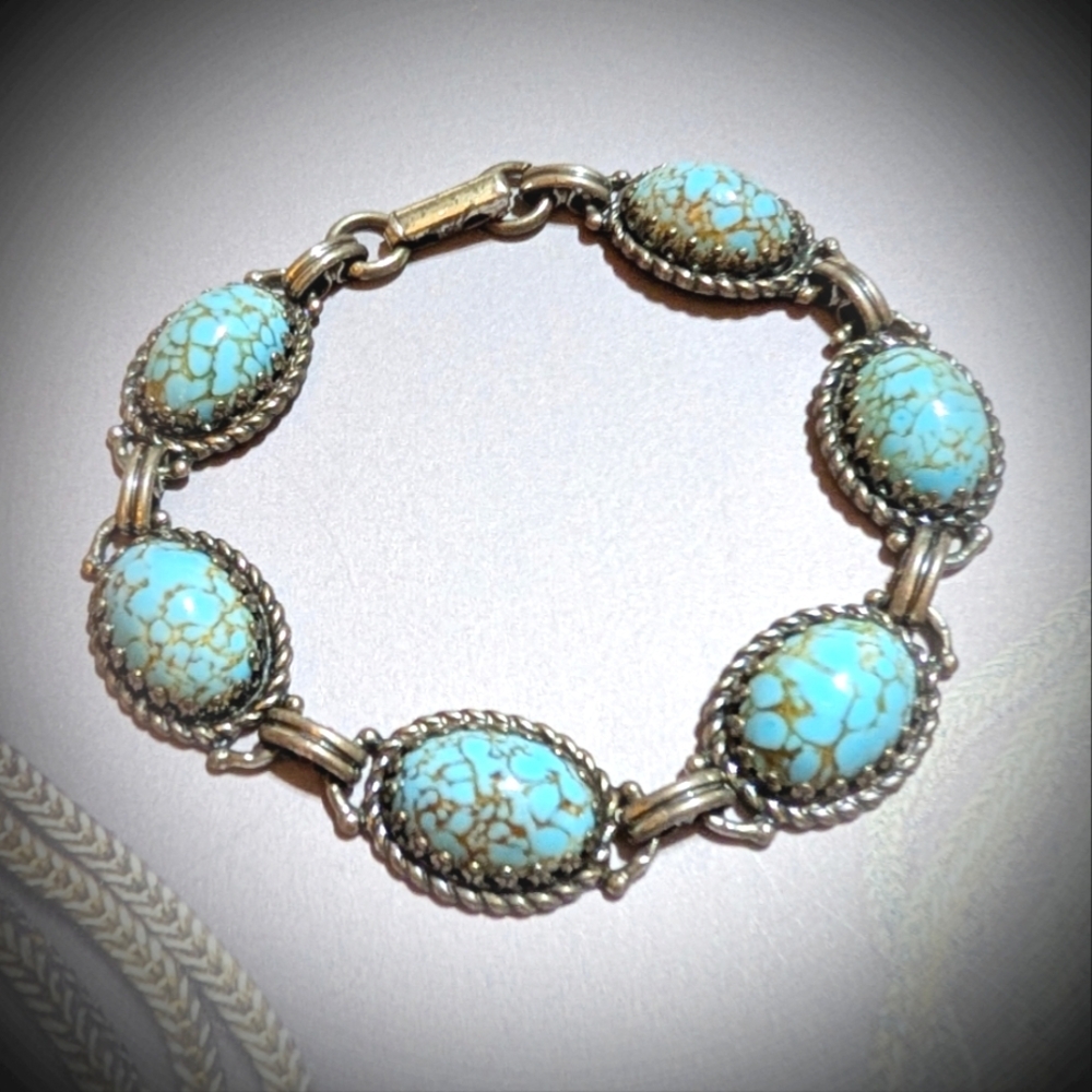RARE Danecraft Sterling Vintage Bracelet with HUBBELL GLASS